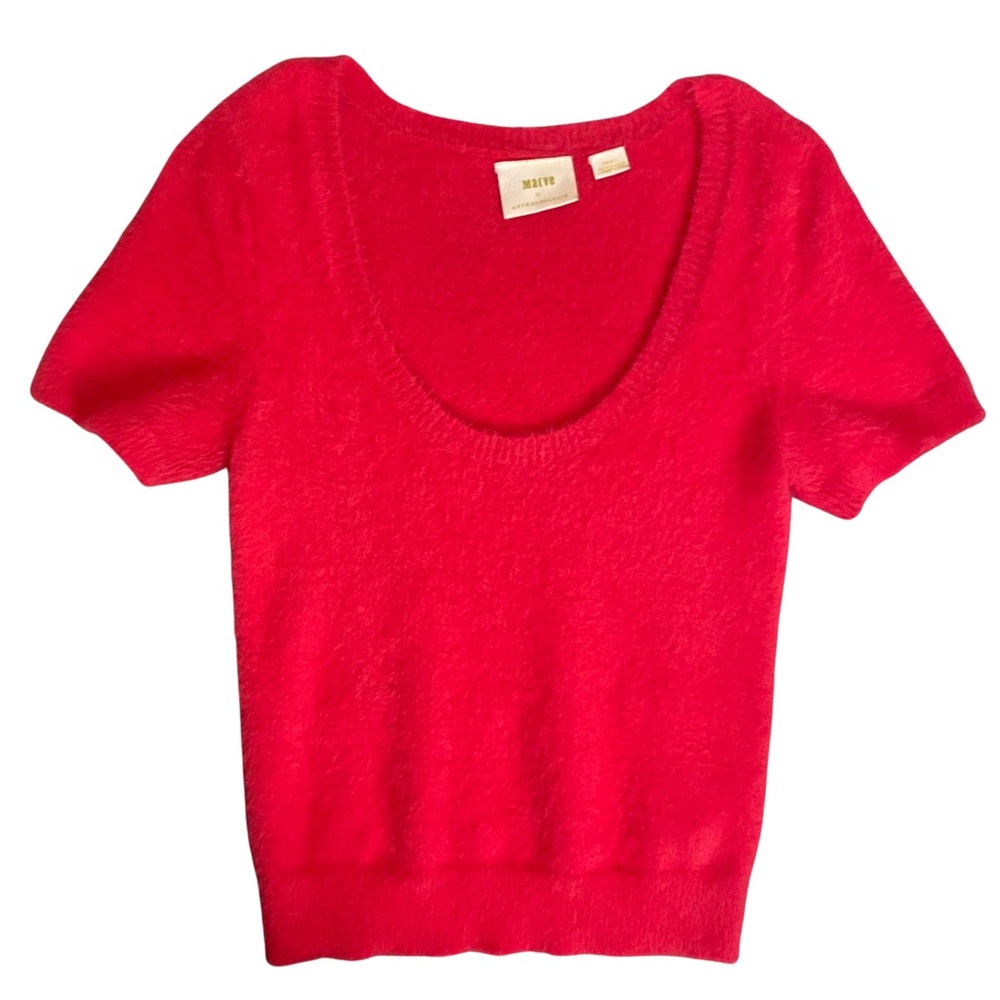 Maeve by Anthropologie red fuzzy sweater